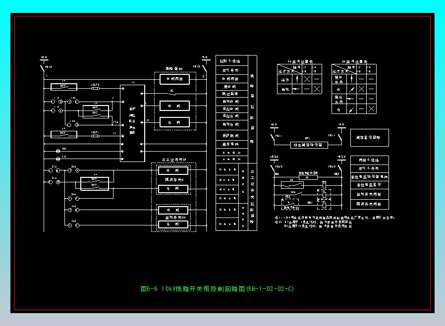 图6-6 10kV线路开关柜控制回路图(KB-1-D2-02-C)