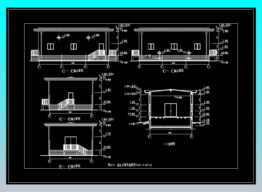 图6-21 建筑立面及剖面图(KB-1-T-02-A)