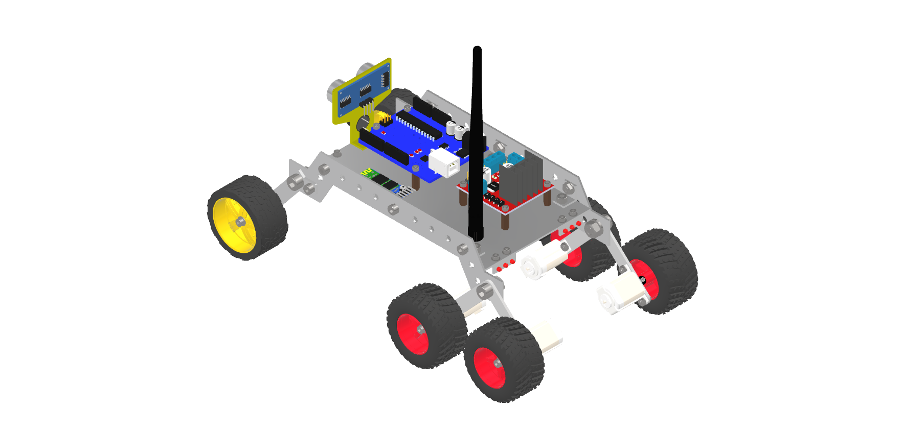 带Arduino和蓝牙模块的六轮小车