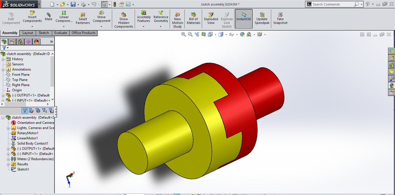 SOLIDWORKS 中的颚式离合器机构