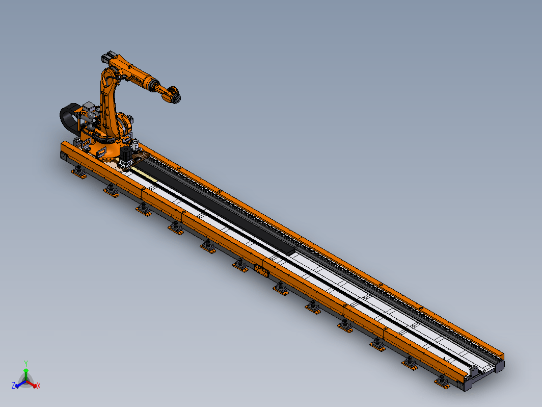 10米地轨+机器人（详细设计）齿轮齿条驱动，双导轨结构，伺服驱动，调平机构