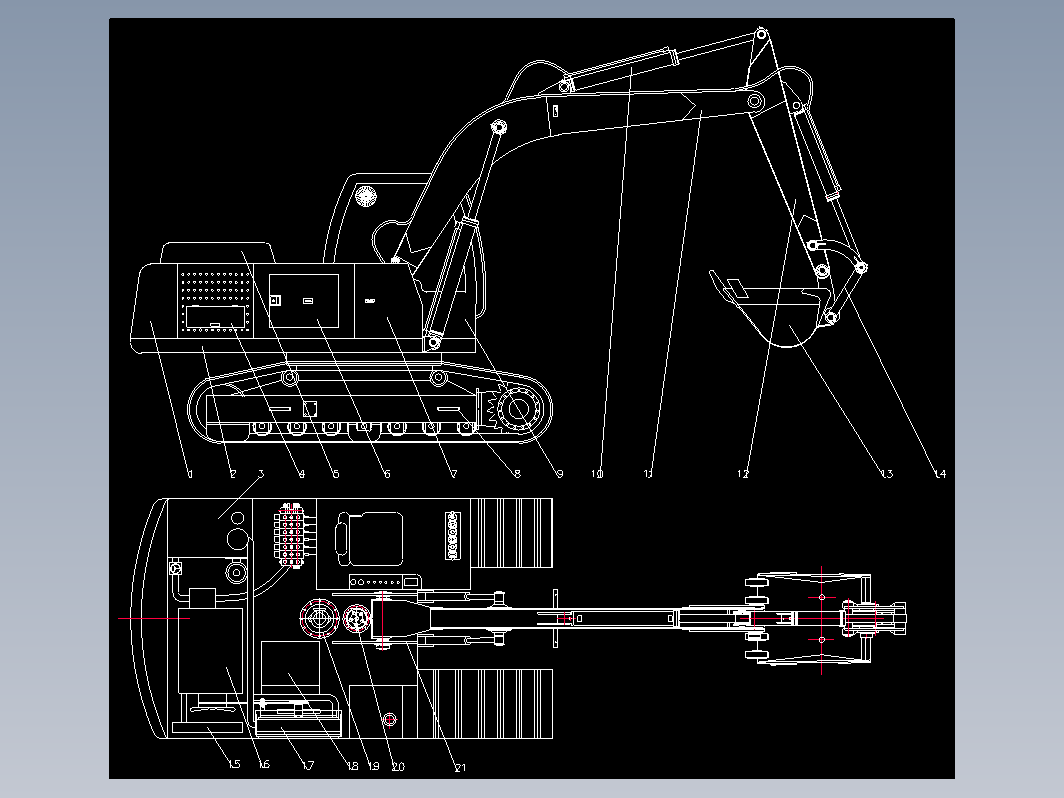 WY1200履带式挖掘机CAD总图