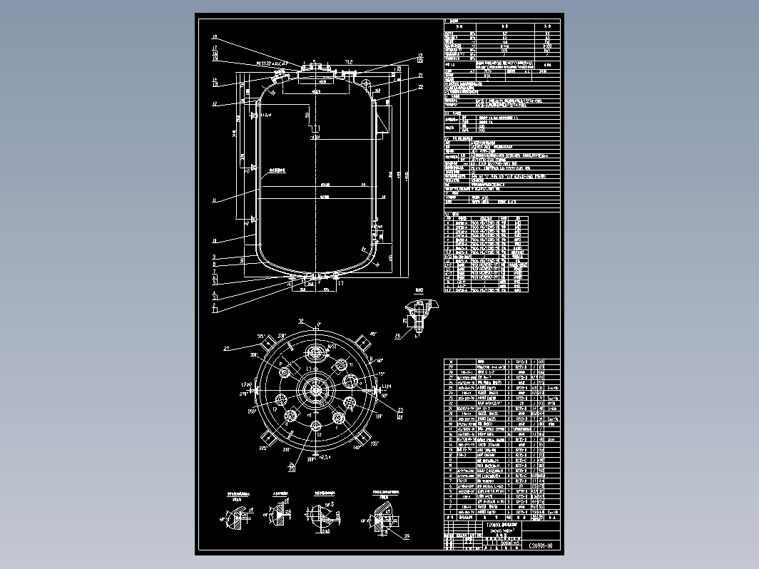 20000L搪玻璃反应罐cad图CAD设计图