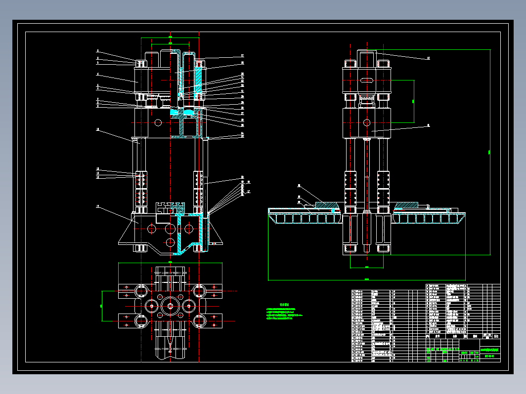 3000T液压机本体设计CAD+说明书