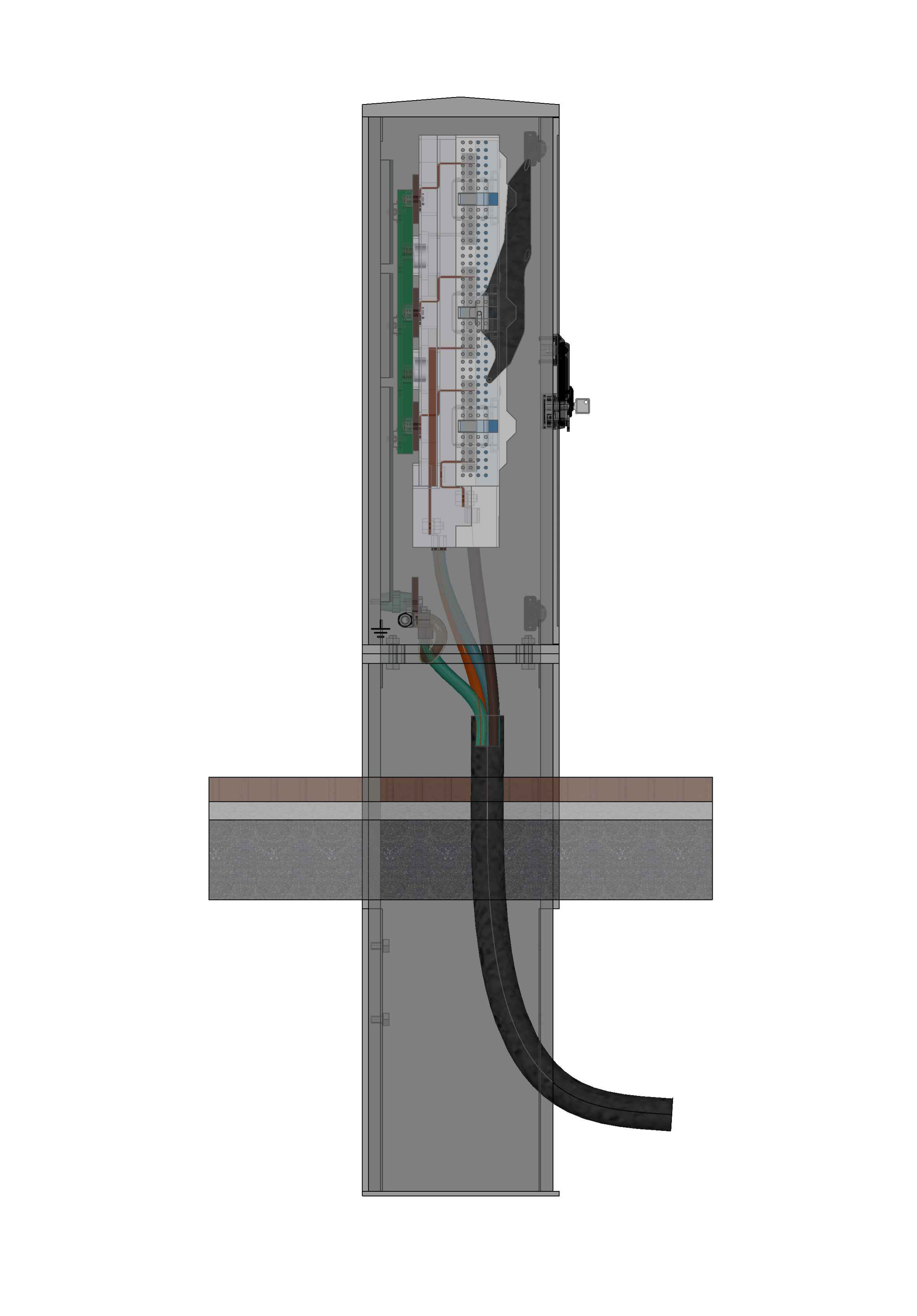 电力电缆配线架 - 配备 5 个低压 NH 熔断器