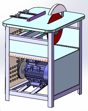 木工台锯 木板切割机3D数模图纸 Solidworks设计 附STEP IGS