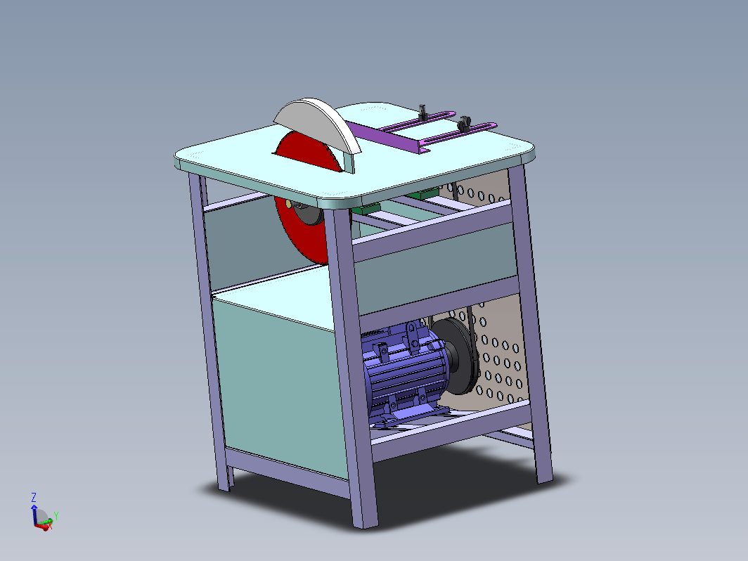 木工台锯 木板切割机3D数模图纸 Solidworks设计 附STEP IGS