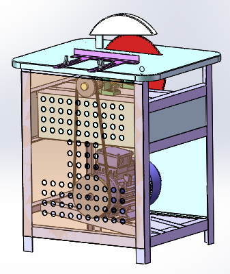 木工台锯 木板切割机3D数模图纸 Solidworks设计 附STEP IGS