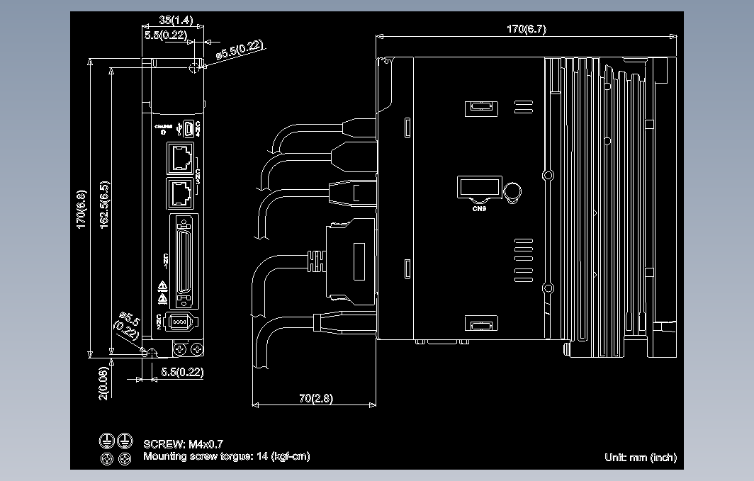 伺服电机ASD-A3-0421- M图纸