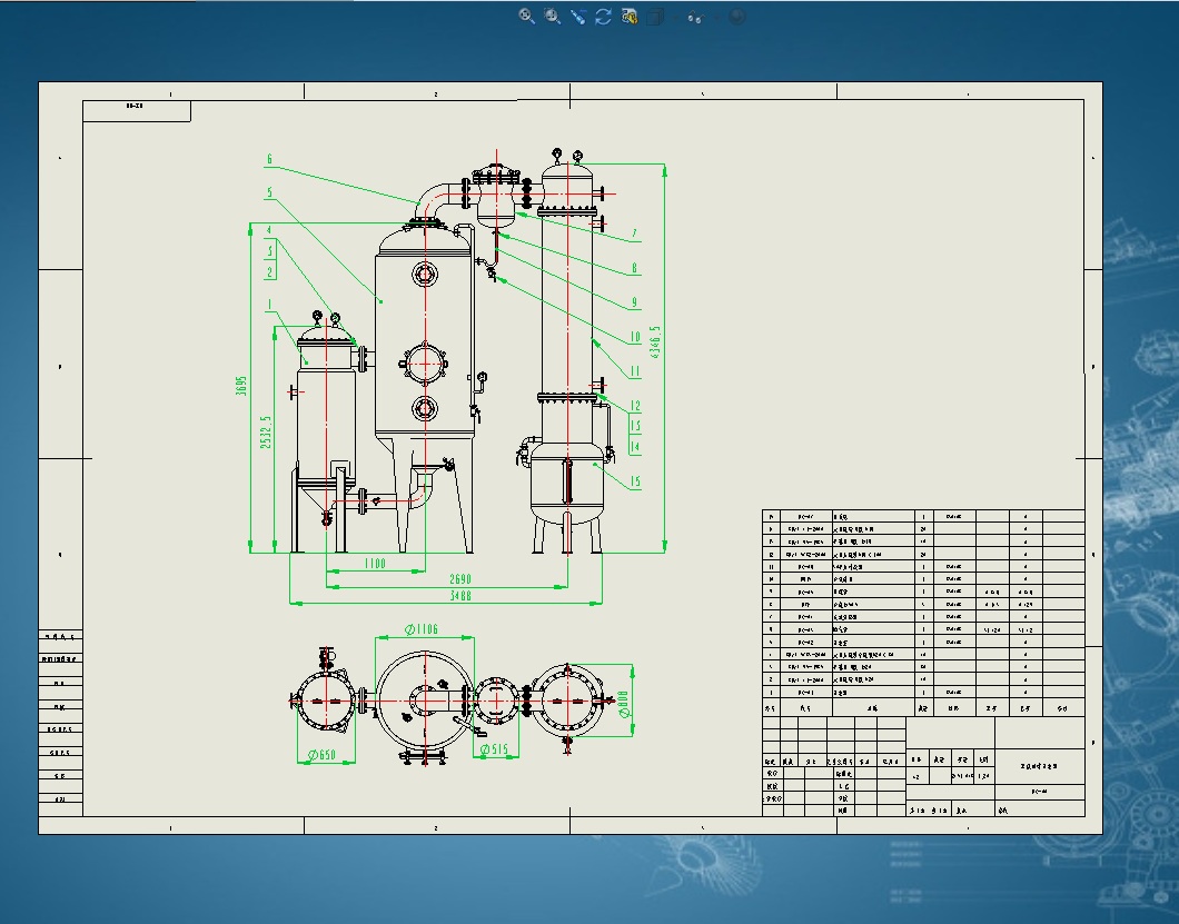 1000型单效蒸发器设计三维SW2014带参+CAD+说明书