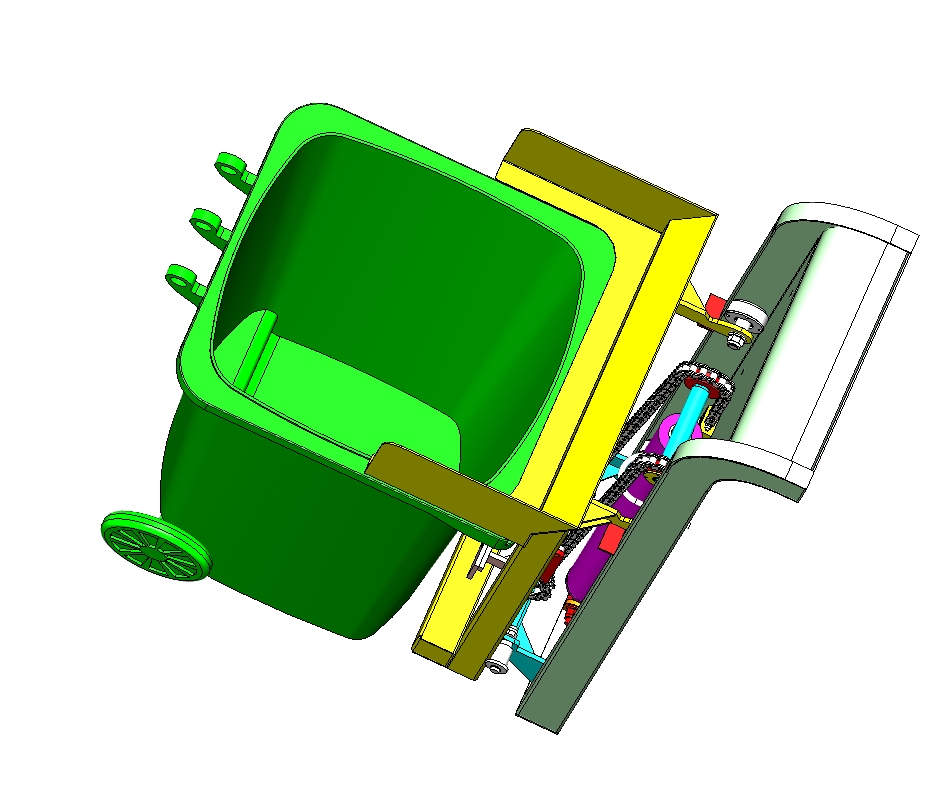 垃圾桶翻转提升机三维SW2014带参