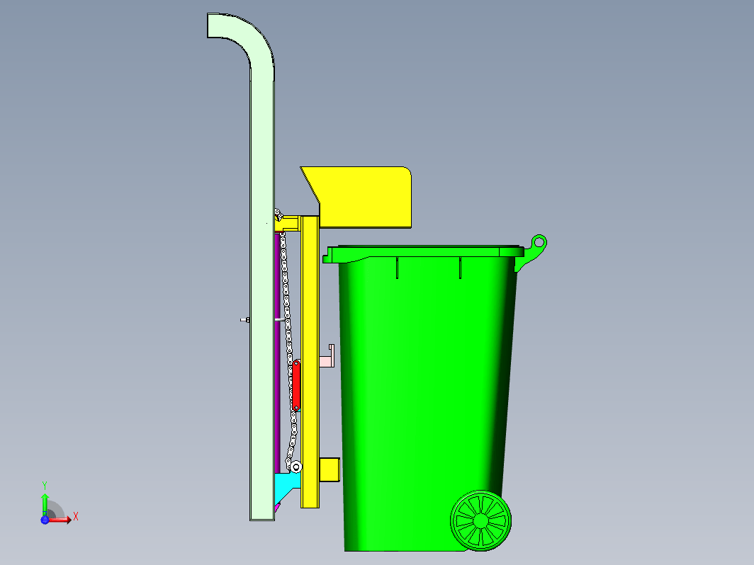 垃圾桶翻转提升机三维SW2014带参