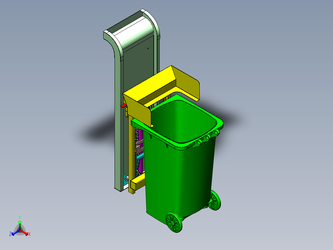 垃圾桶翻转提升机三维SW2014带参