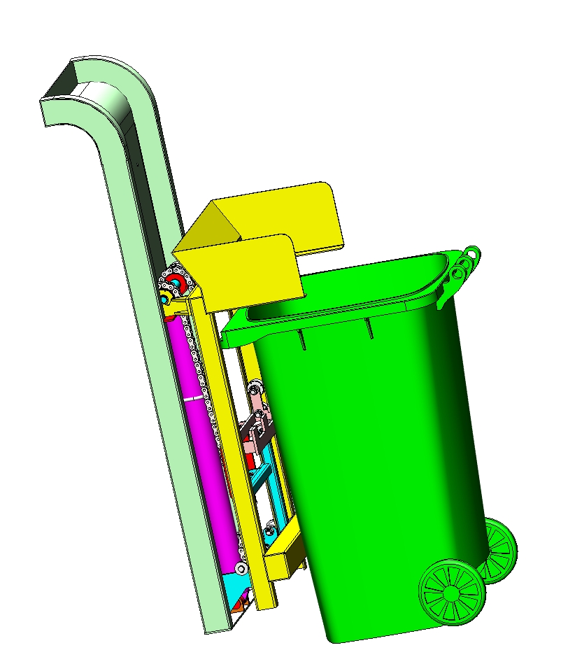 垃圾桶翻转提升机三维SW2014带参