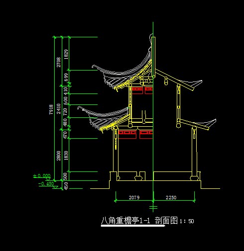 中式风格八角亭