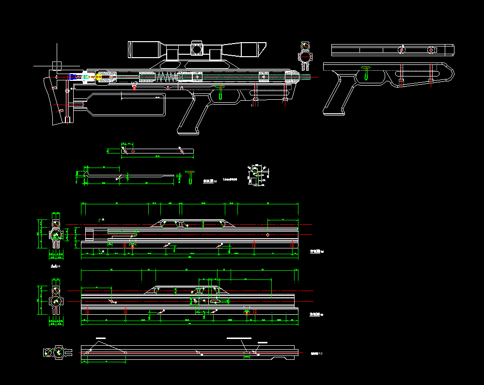 万能型材中握的身子、扳机加工图纸（精品全套CAD详细图）