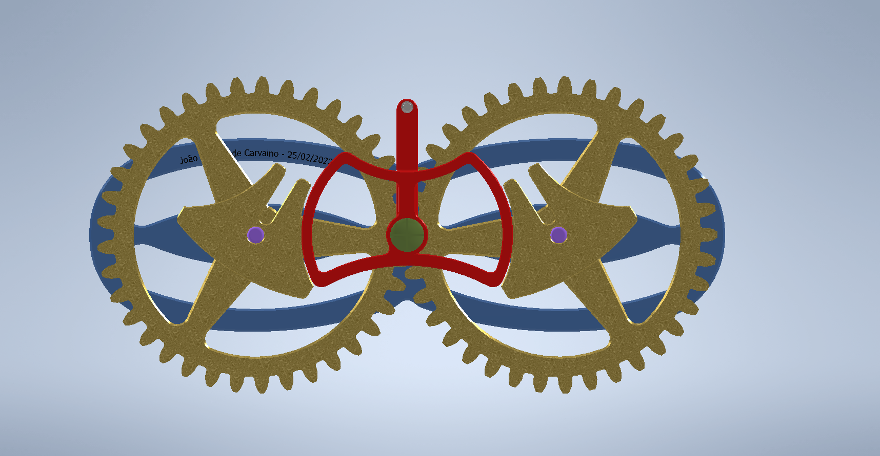 两个齿轮由一个中心轮同步。