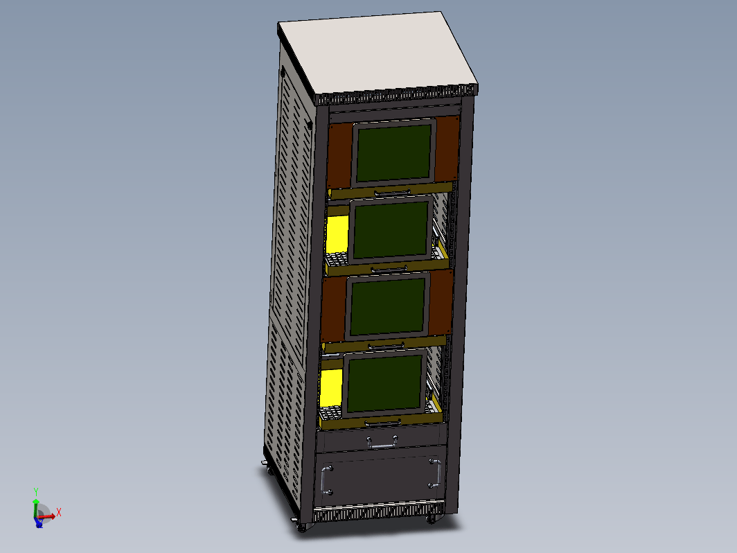 微电控系统柜1900x600x600机柜3D+CAD
