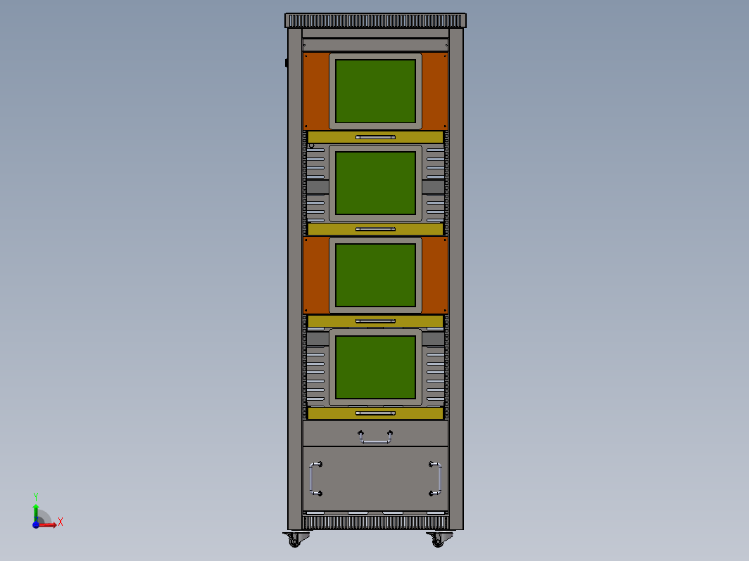 微电控系统柜1900x600x600机柜3D+CAD