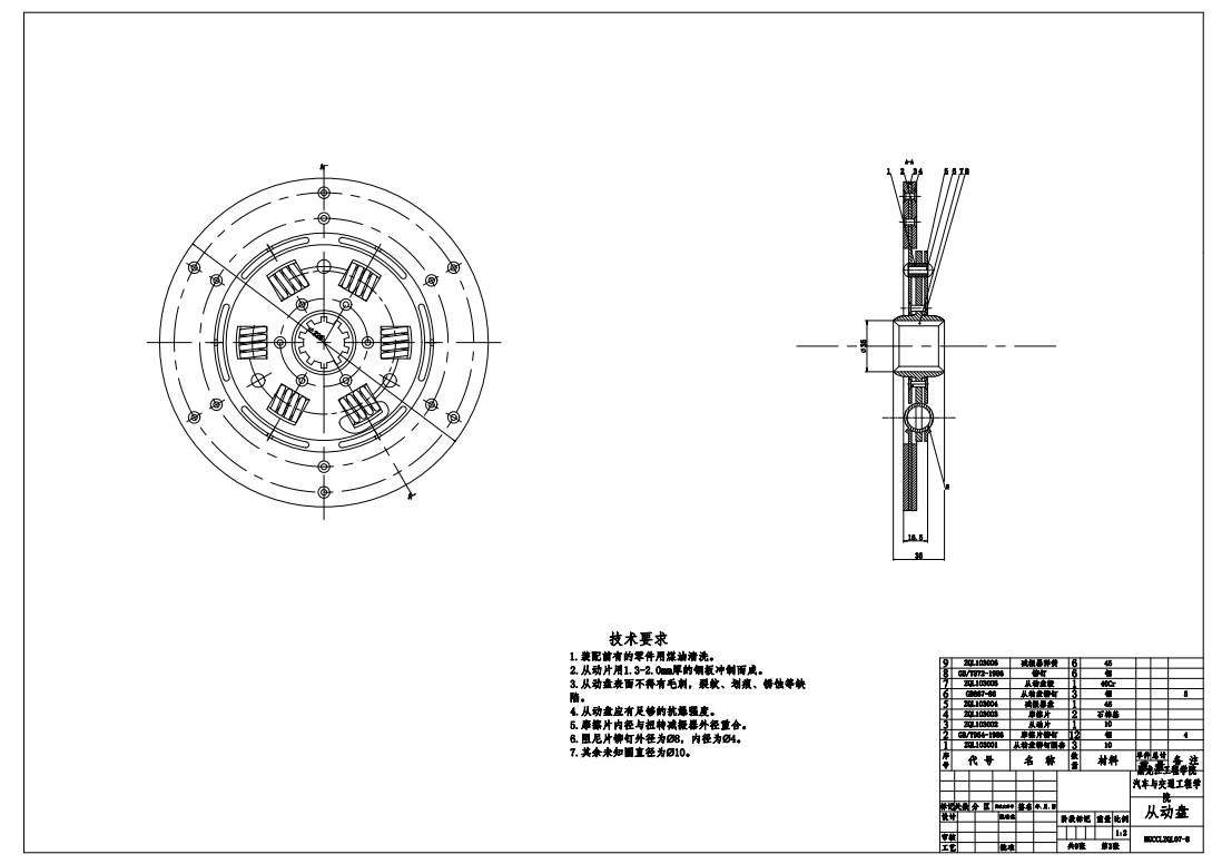 轻型货车离合器设计【CA1040货车】CAD+说明书