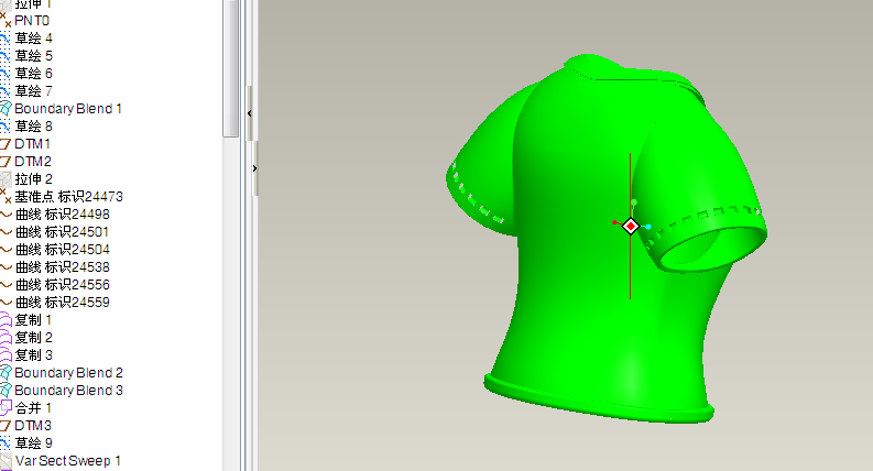 有爱心的短袖衣服三维ProE5.0带参