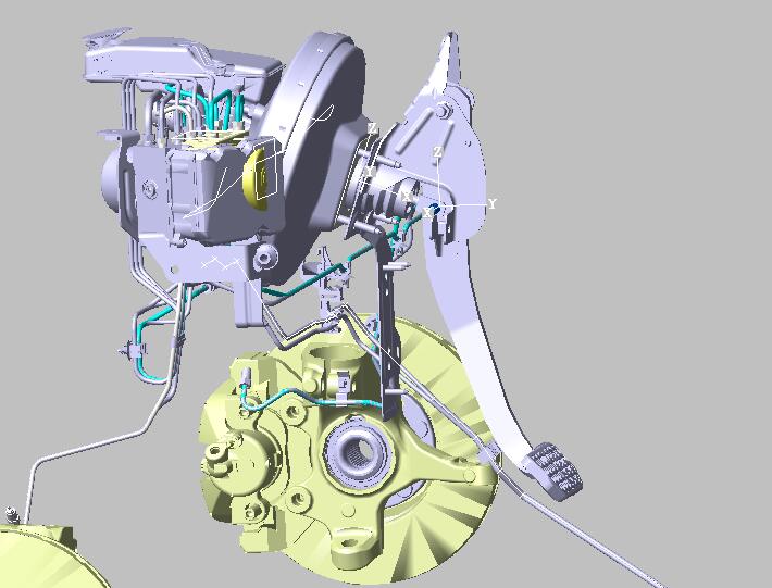 汽车制动系统模型3D图纸 CATIA设计