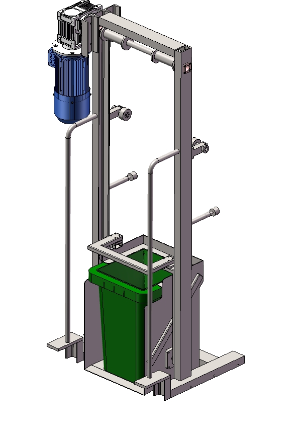 垃圾桶提升机模型三维SW2017带参