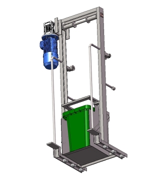 垃圾桶提升机模型三维SW2017带参
