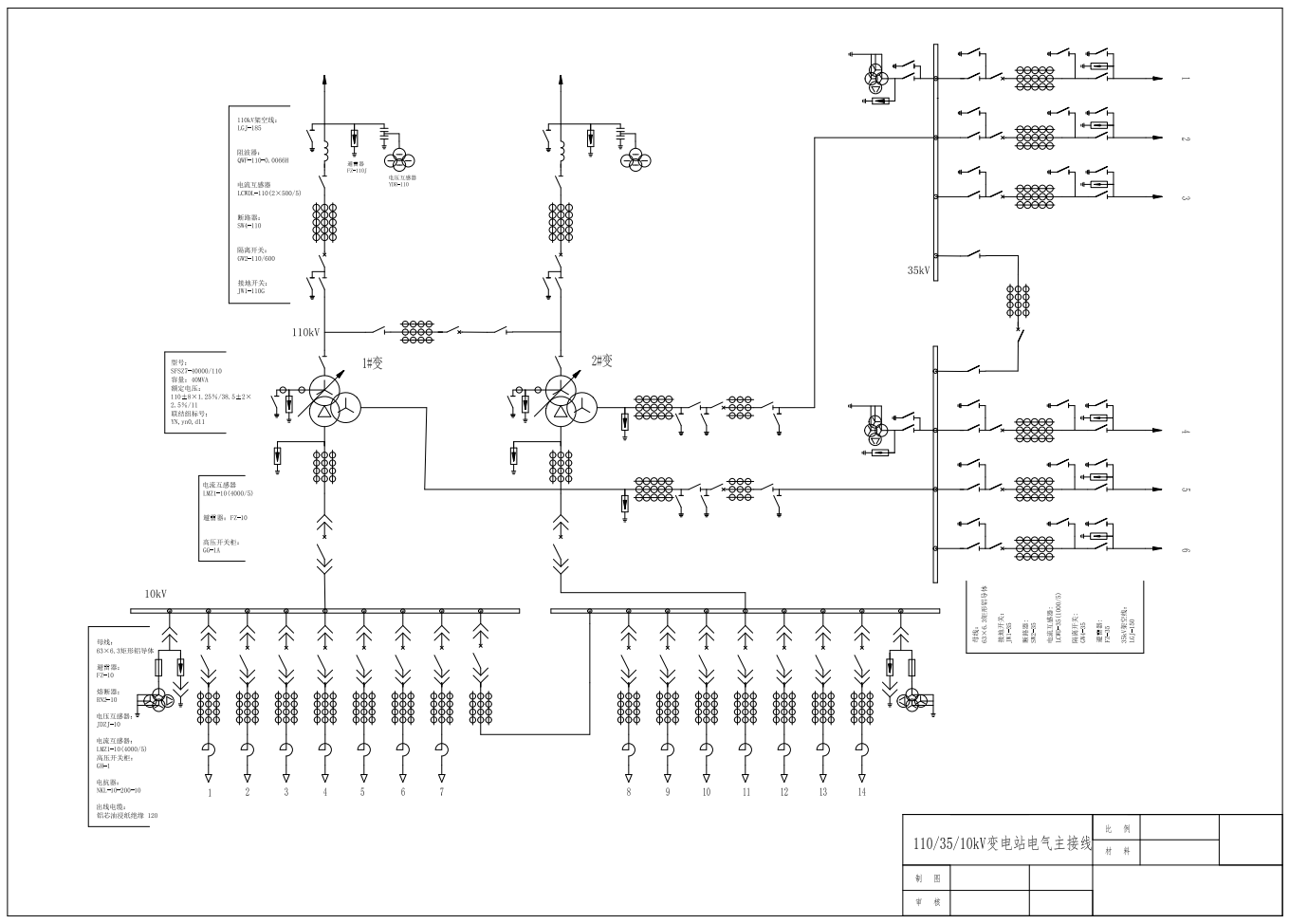 110kV变电站电气一次系统CAD+说明