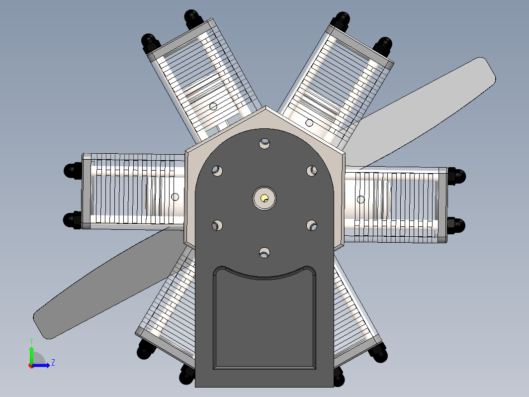 六缸星形发动机结构3D图纸+Solidworks设计