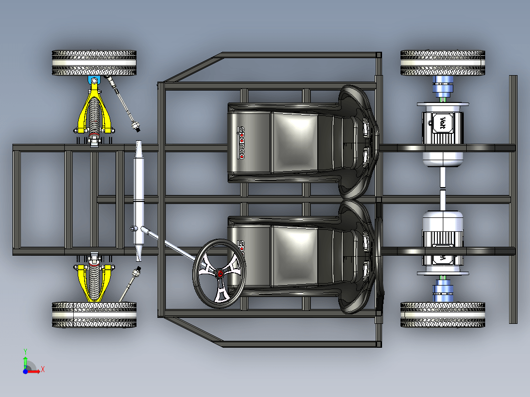 Kart Model双座卡丁车底盘结构