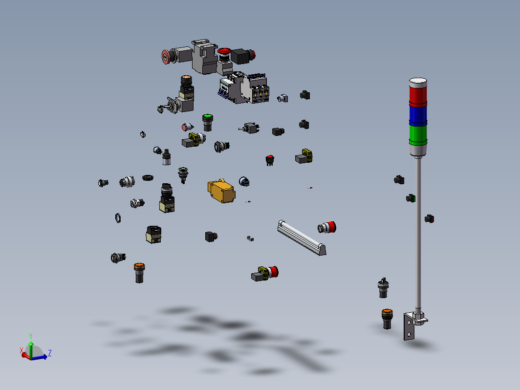 X各种电气开关汇总三维模型（拨动开关、船型开关、急停开关、旋钮开关等共46种）三维SW2014带参