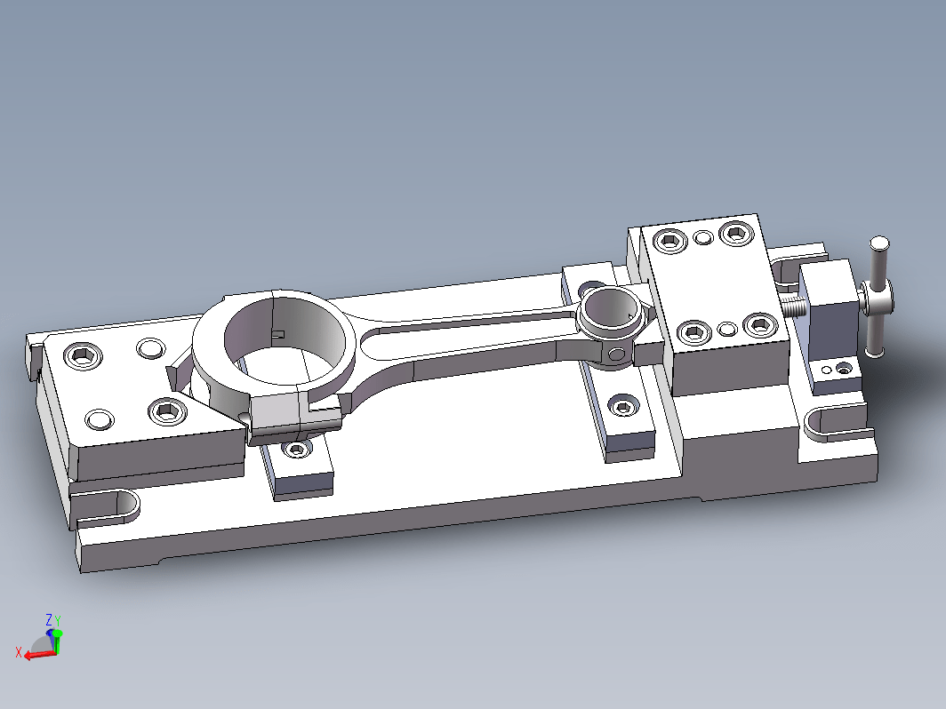 连杆铣面夹具三维SW2016带参+CAD+说明书