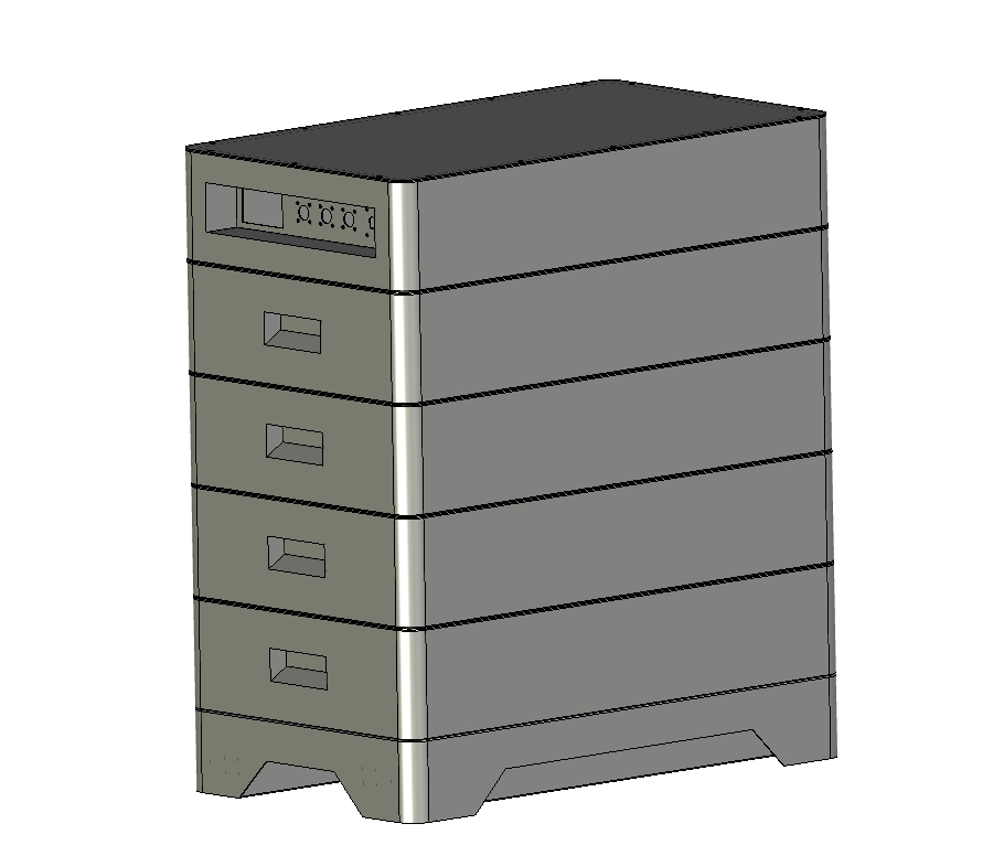 家庭储能电池箱-堆叠款51.2V100AH三维Step无参
