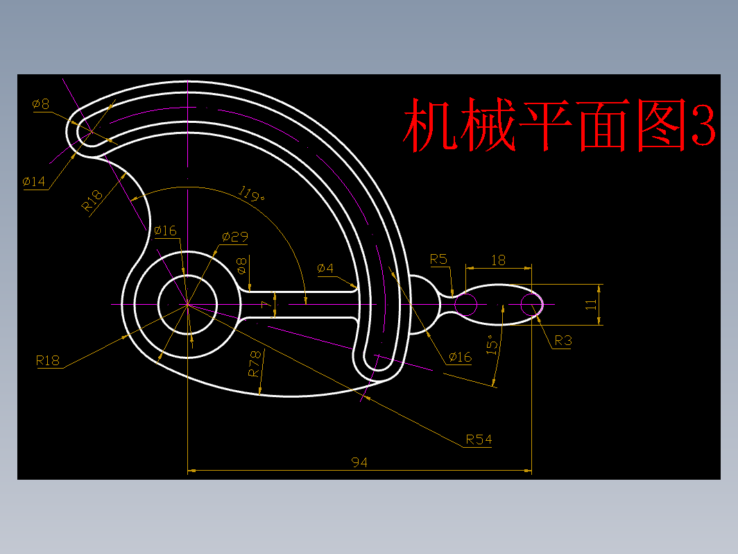 CAD机械零件图-机械平面图3