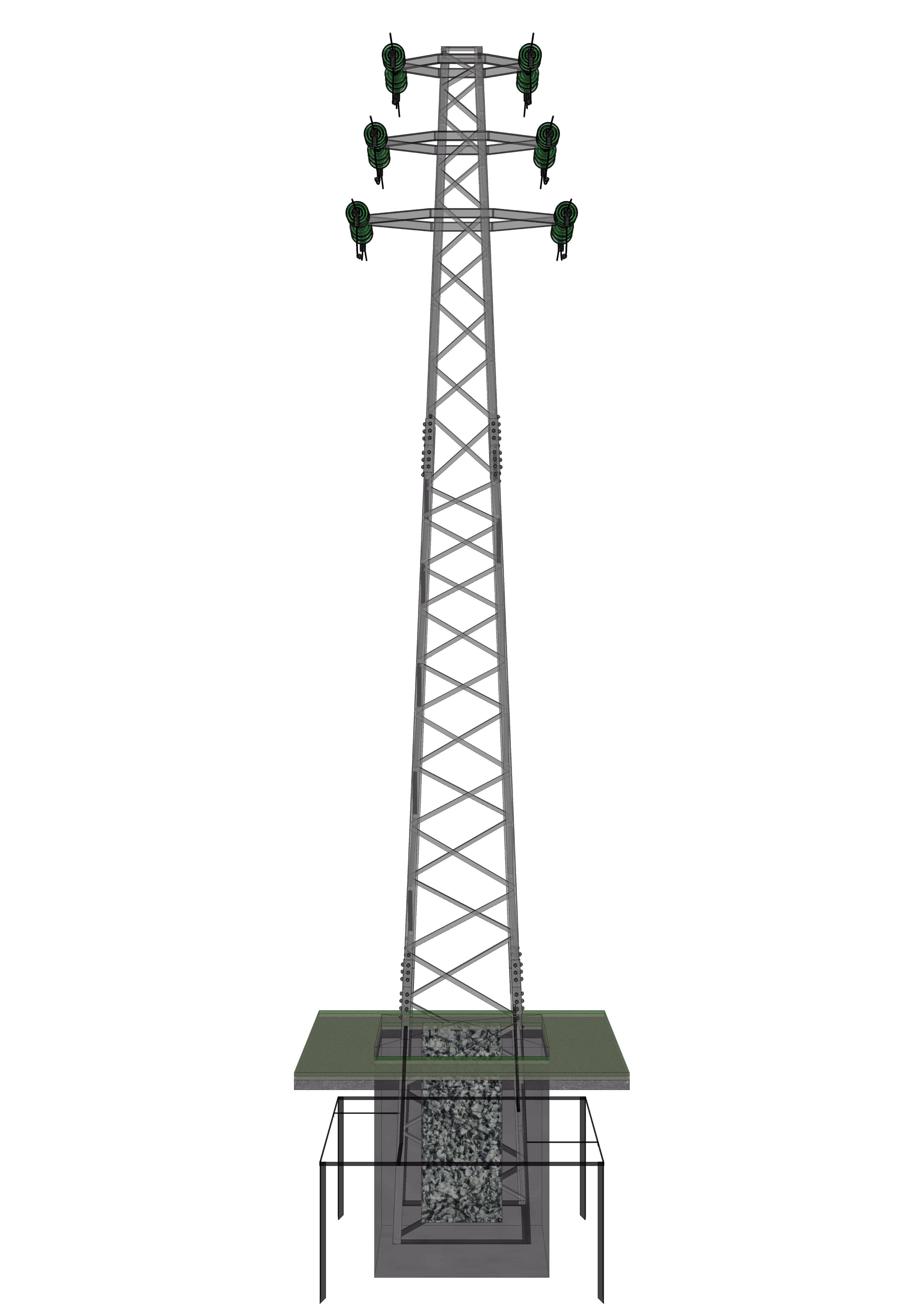 中压架空电力线铁塔 952模型