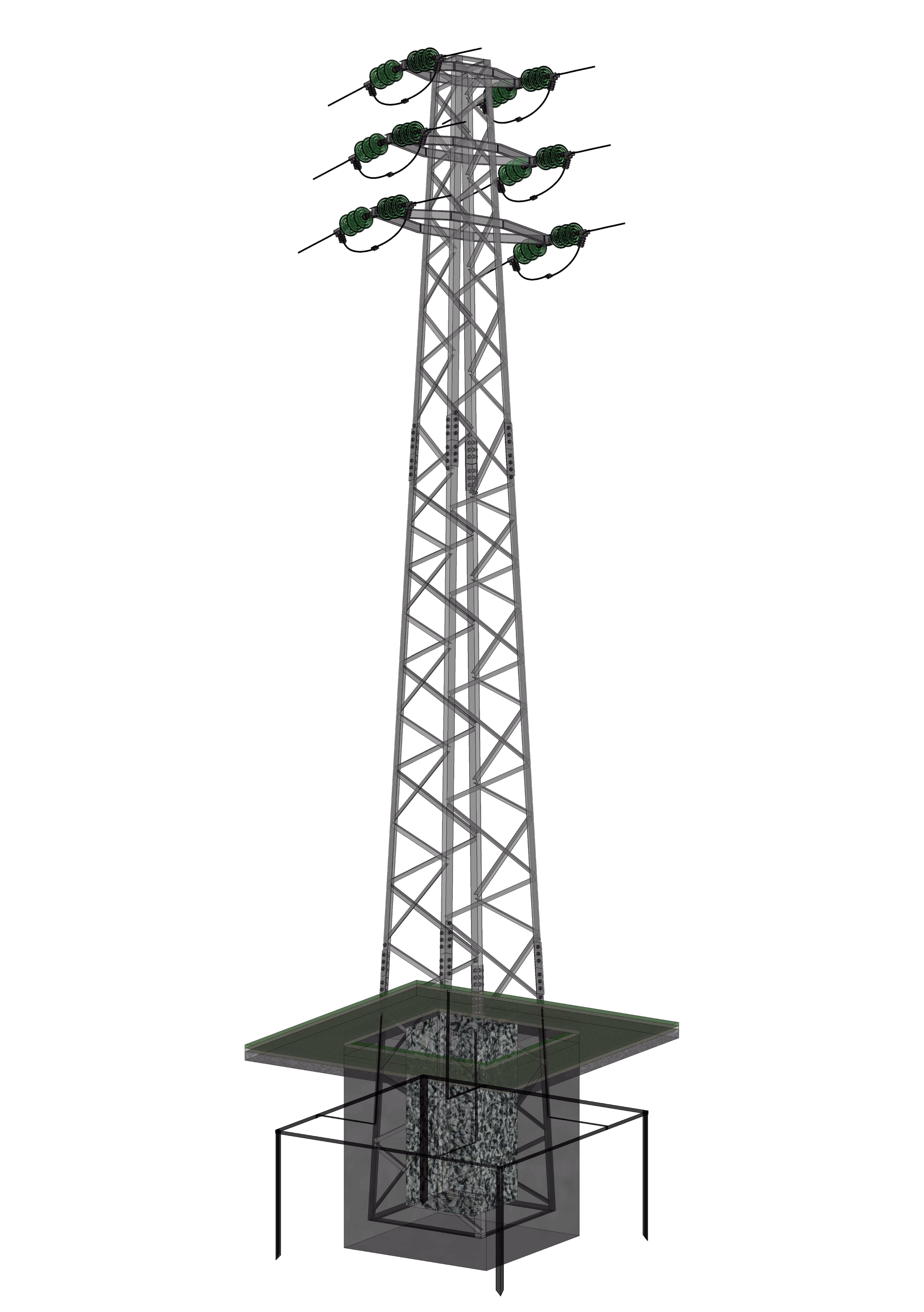 中压架空电力线铁塔 952模型