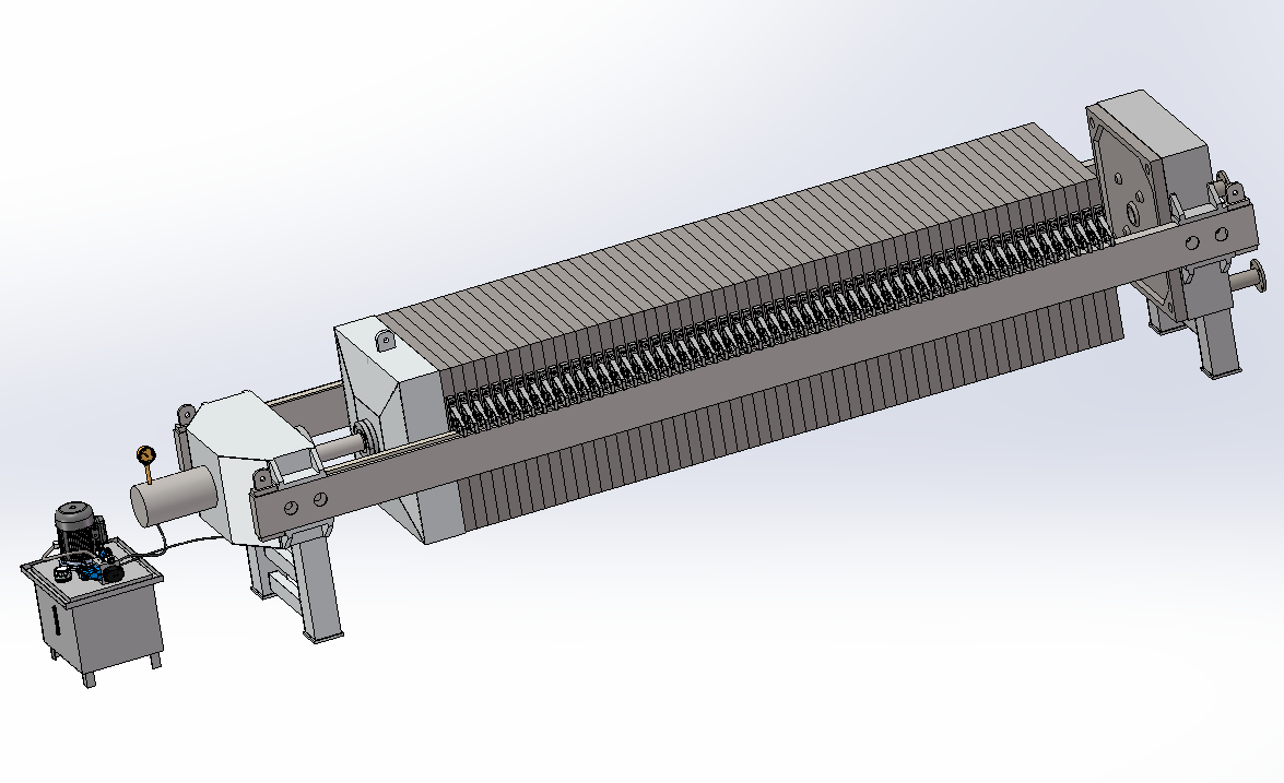 100m2液压式板框压滤机设计及三维SW+CAD+说明