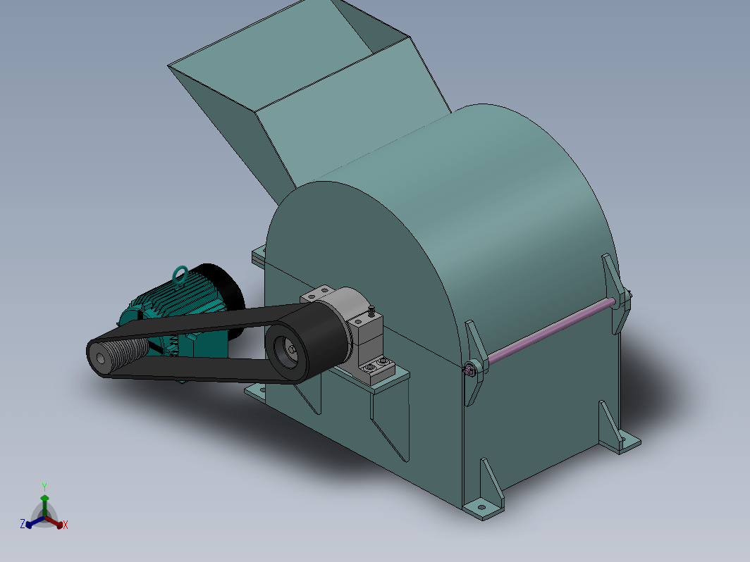 Z 机械设计饲料破碎机设计三维SW2014带参+CAD+说明书