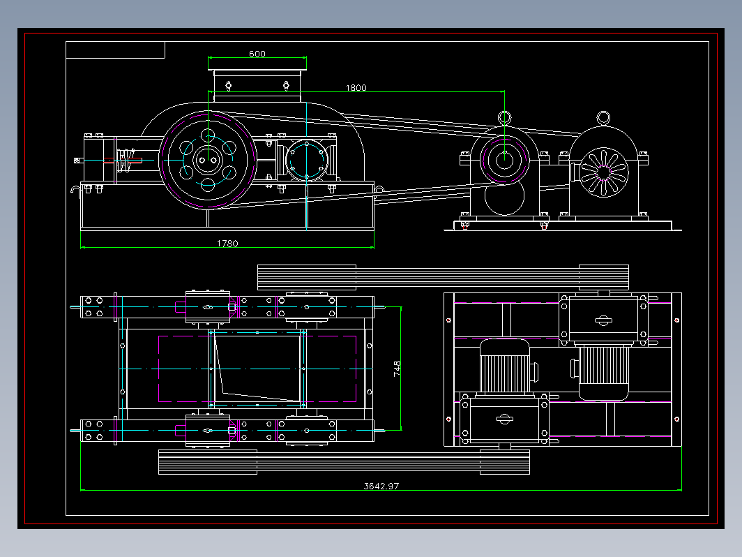 对辊破碎机2PG610x400外型结构图