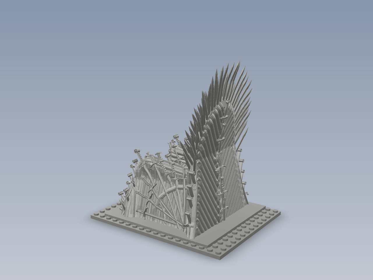 权力的游戏铁王座模型 Iron_Throne_with_lego_addons