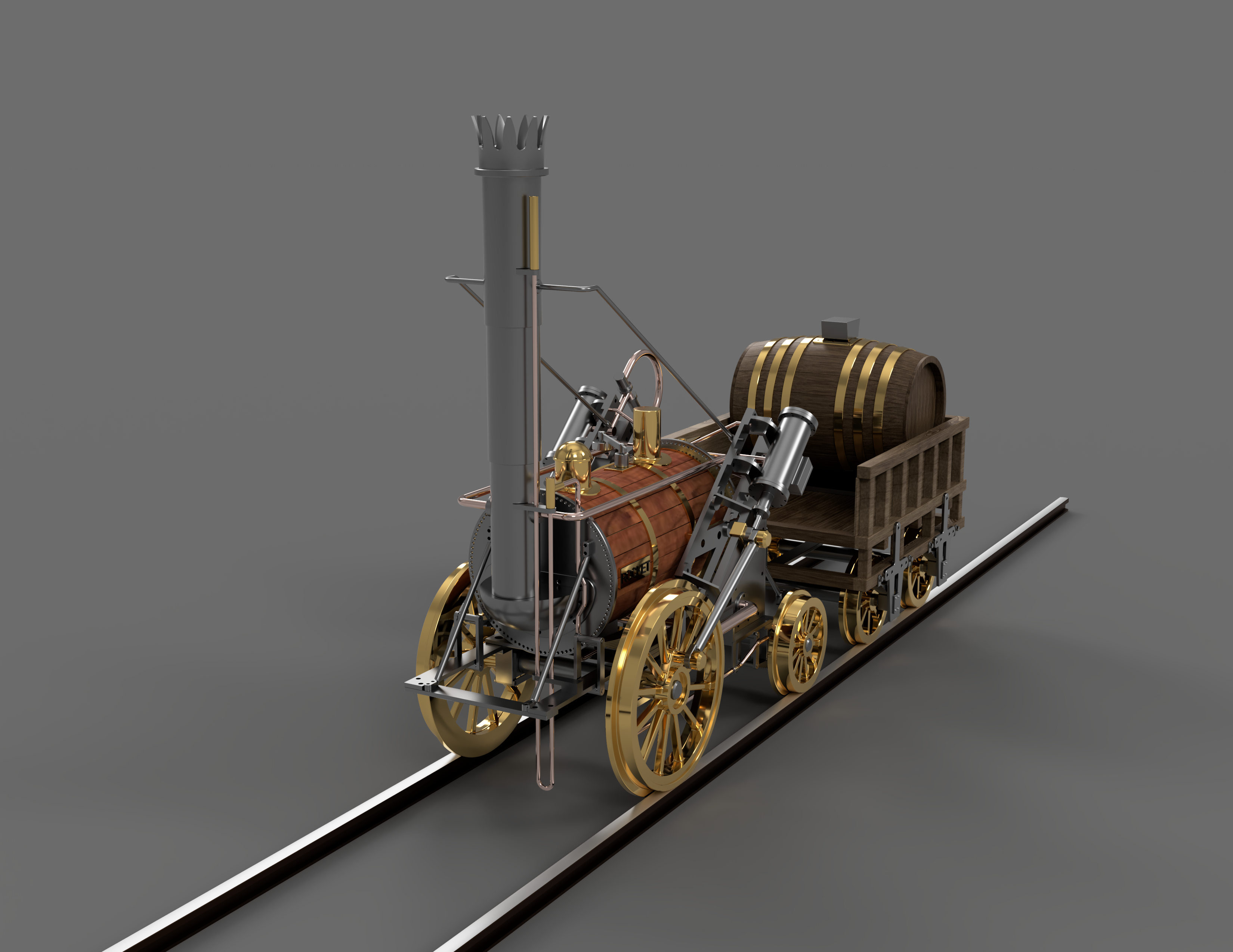 stephenson 1829老式内燃机蒸汽火车模型