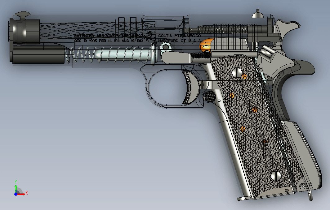 1134柯尔特M1911A1式自动手枪UG设计