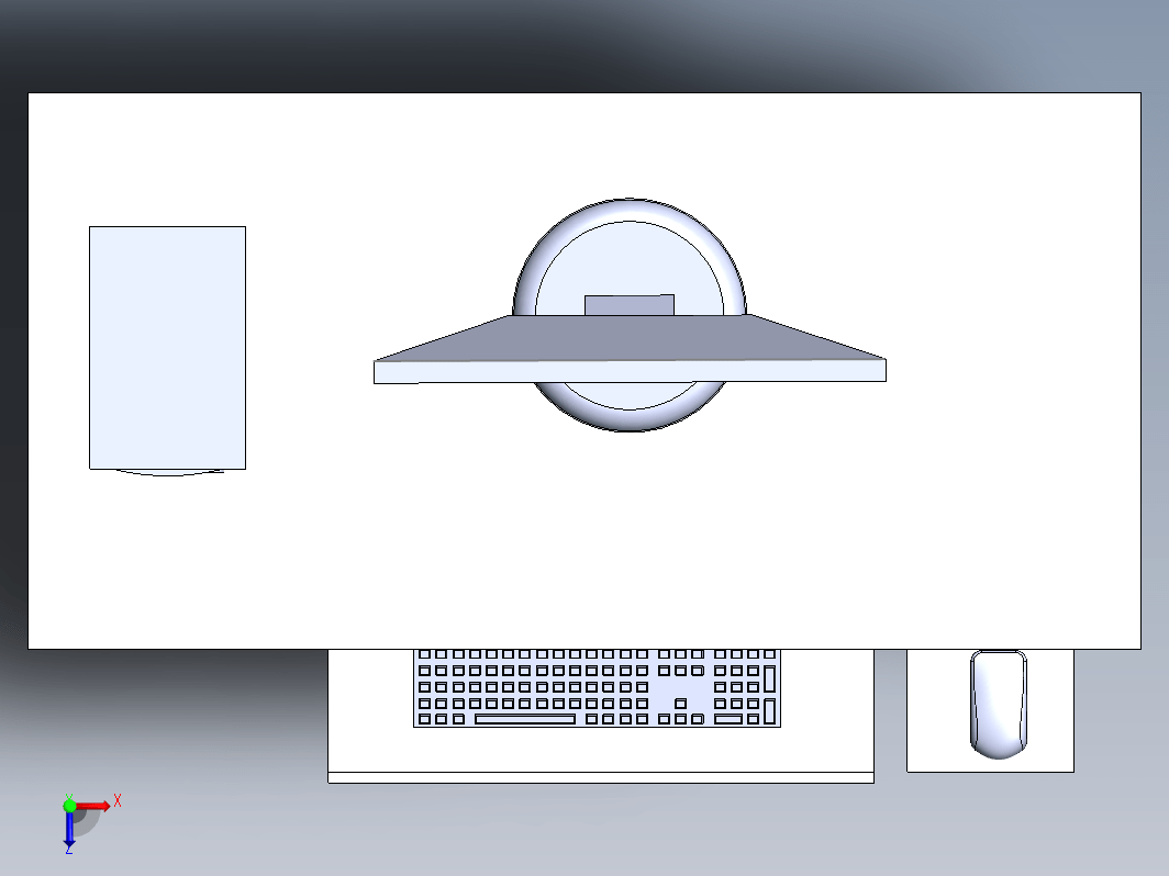 电脑桌，显示器主机箱鼠标键盘桌子模型