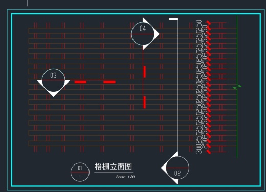 室外铝方管装饰格栅CAD图纸