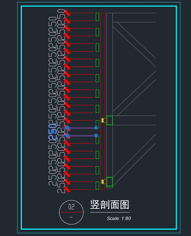 室外铝方管装饰格栅CAD图纸