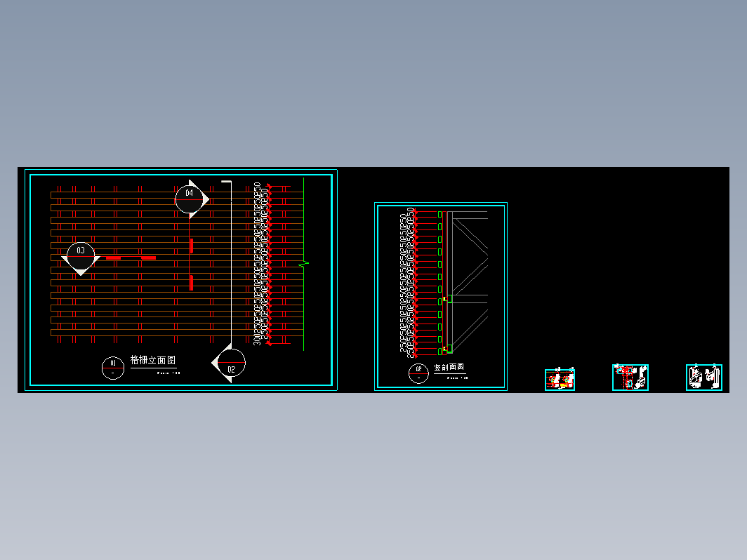 室外铝方管装饰格栅CAD图纸