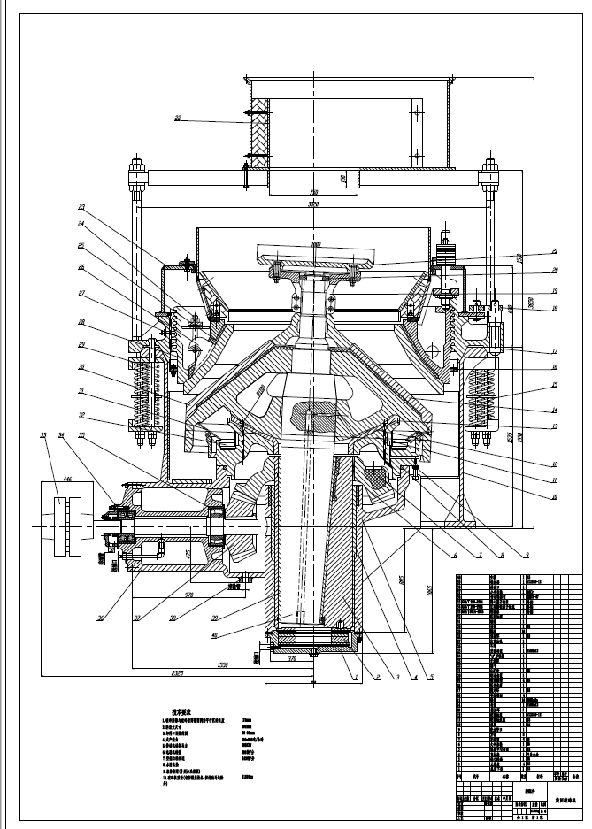 旋回破碎机设计+CAD+说明书