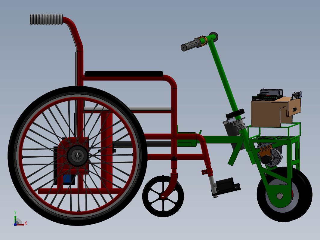 自动轮椅结构3D图纸 Solidworks设计