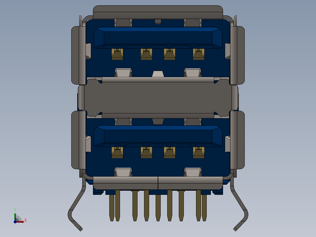 USB 3.0 连接器 A 型母头，双头，直角